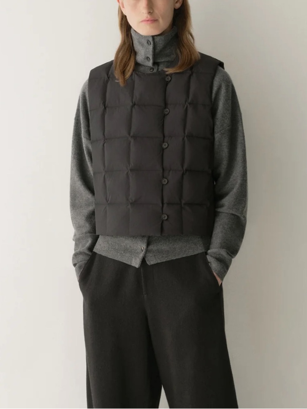 Insis Black Quilted Asymmetric Button-Front Vest